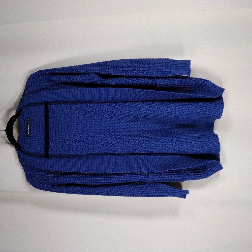 Merokeety Vibrant Blue Knit Stretchy Fall Casual Preppy Open-Front Cardigan